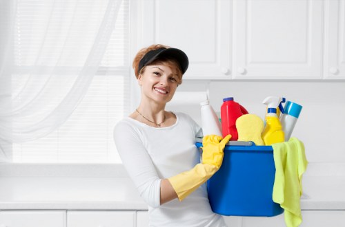 Harold Wood carpet cleaners treating a stained carpet with care